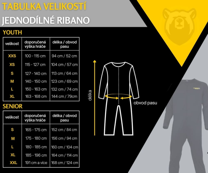 Jednodílné ribano Hockey Bear