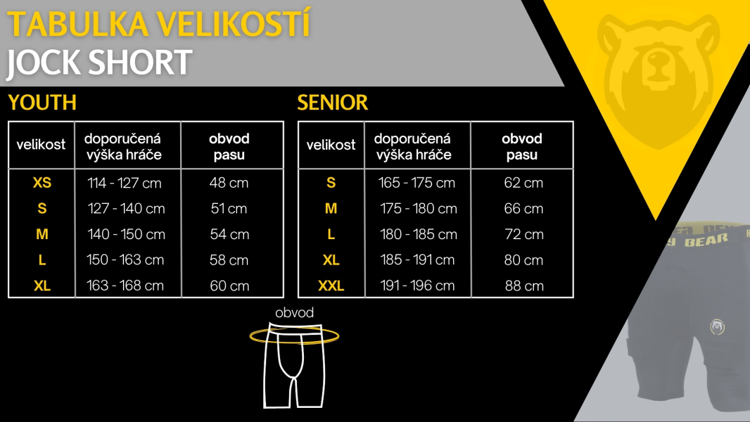 Kompresní Kraťasový Suspenzor - Jock Short Hockey Bear